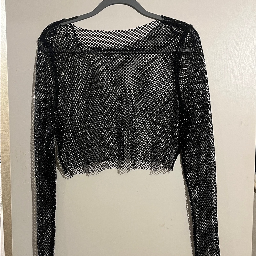 Sincerely Jules Black Mesh Crop Top